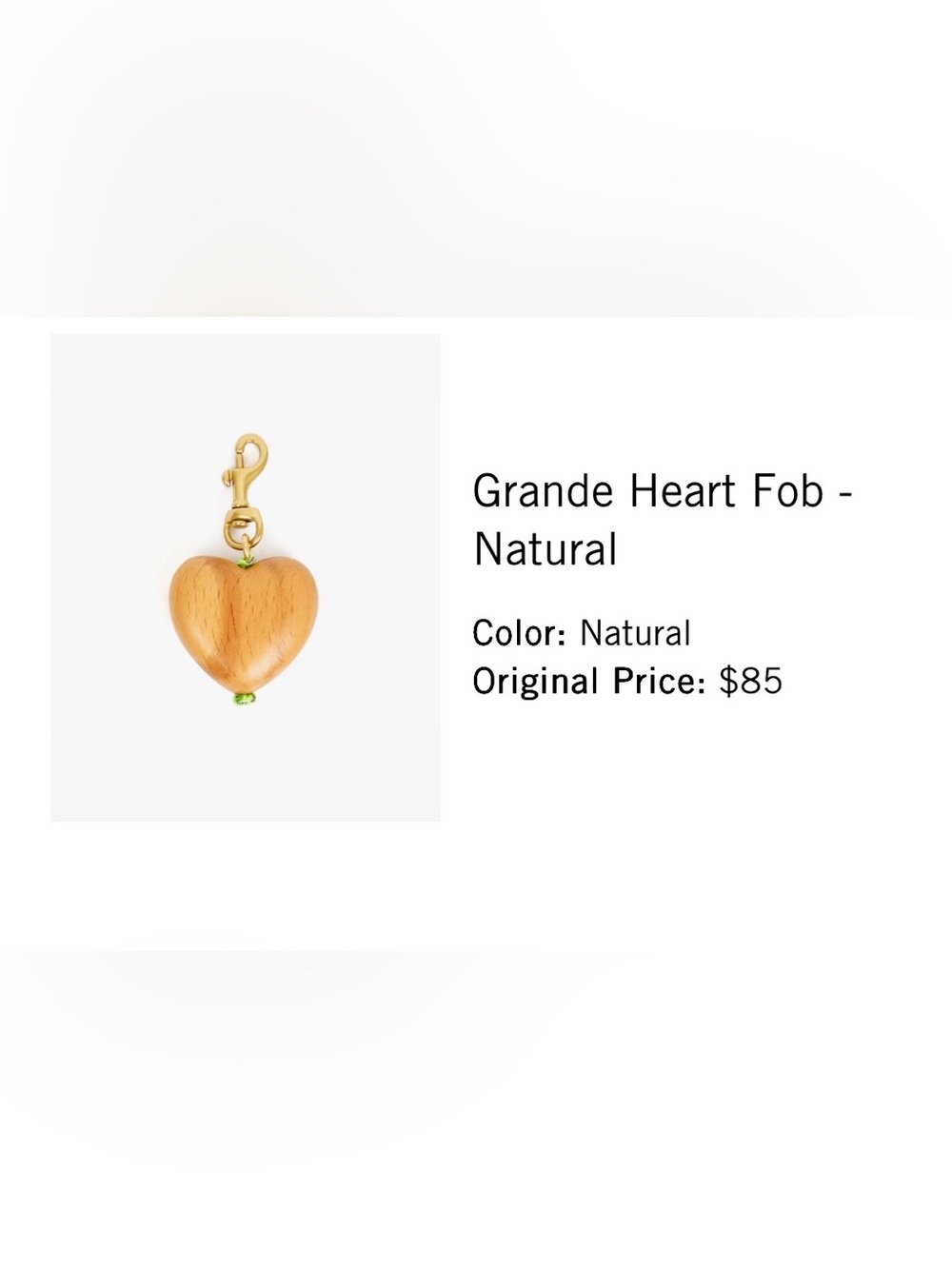 NEW CLARE V Grande natural heart fob